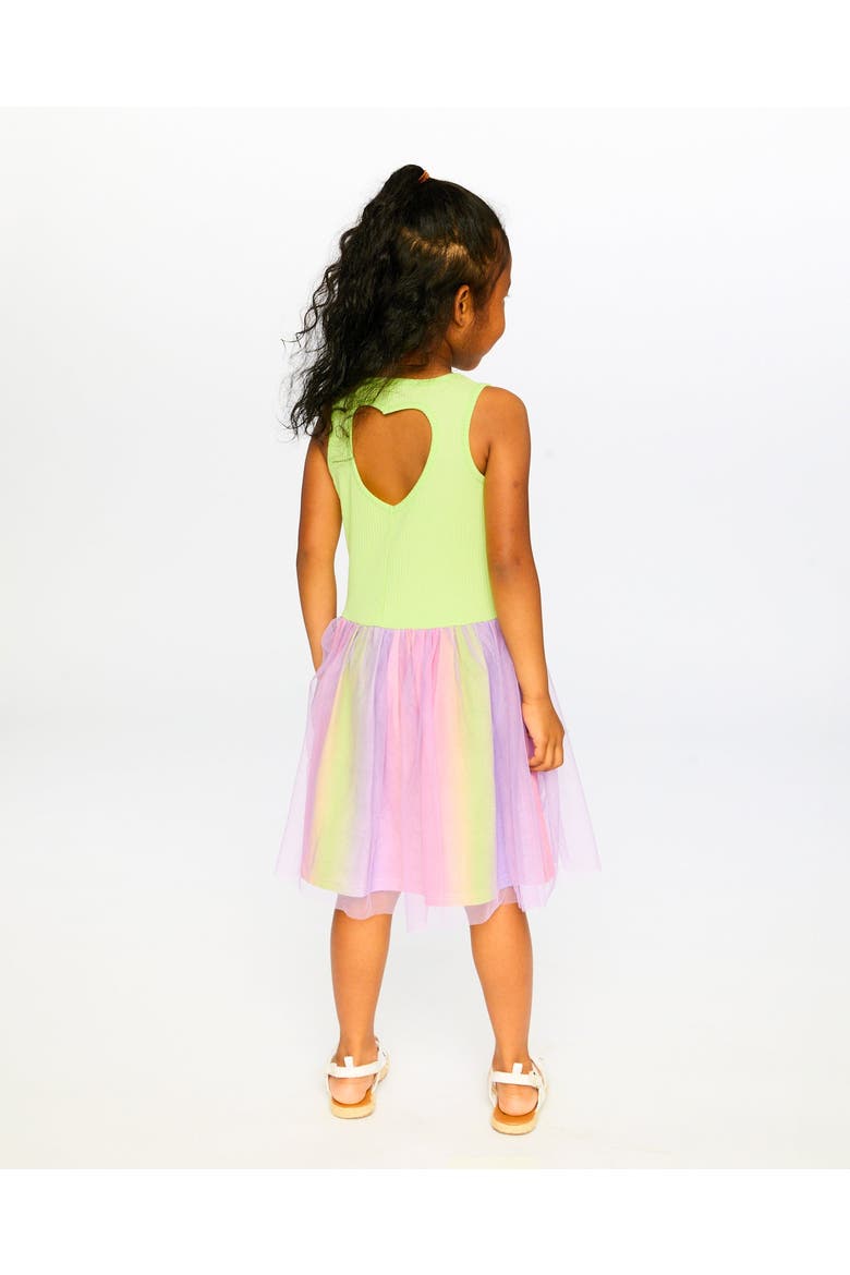 Sleeveless Bi-Material Dress, Alternate, color, Lime Green