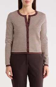 T Tahari Stripe Crop Cardigan