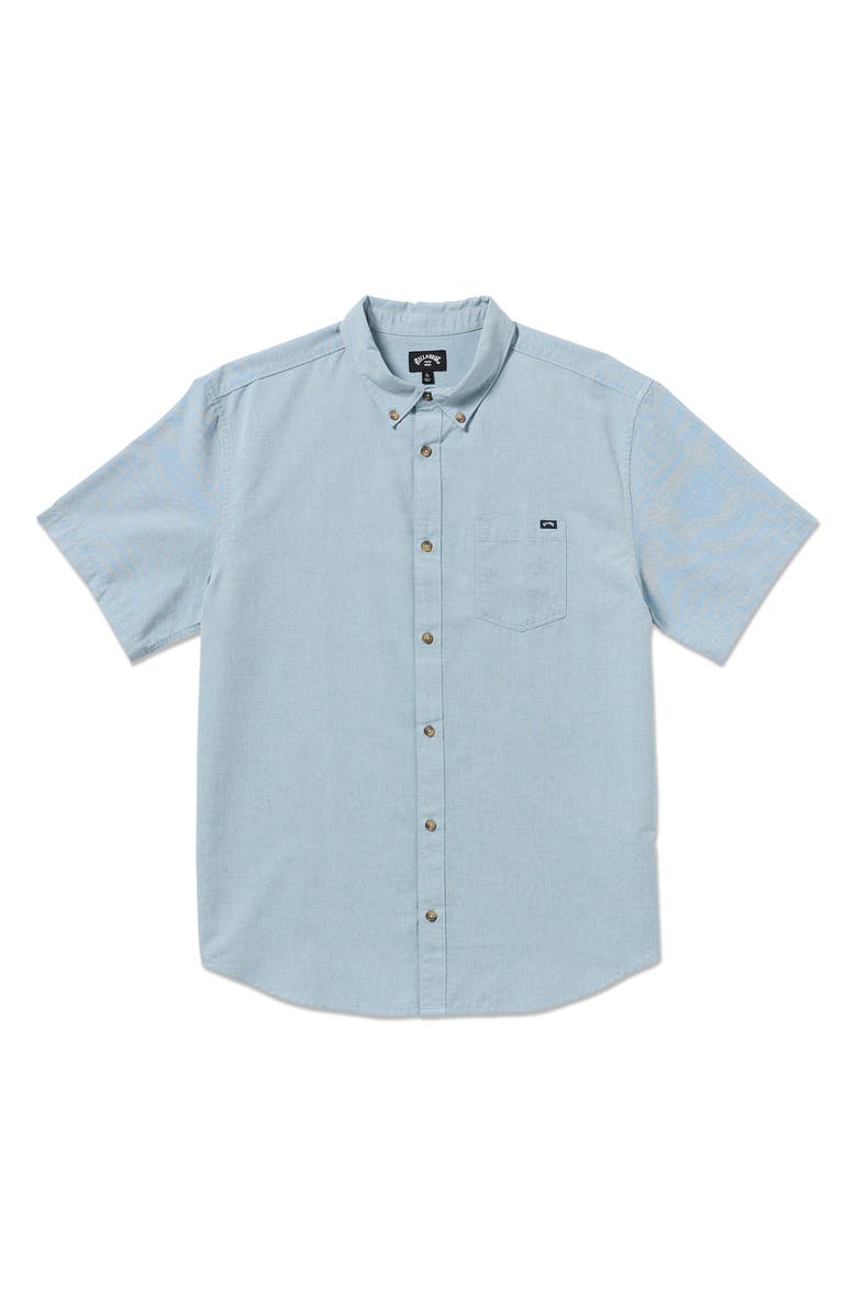Billabong All Day Short Sleeve Button-Down Shirt, Main, color, Powder Blue
