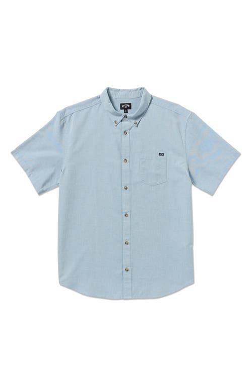 Billabong All Day Short Sleeve Button-down Shirt In Blue