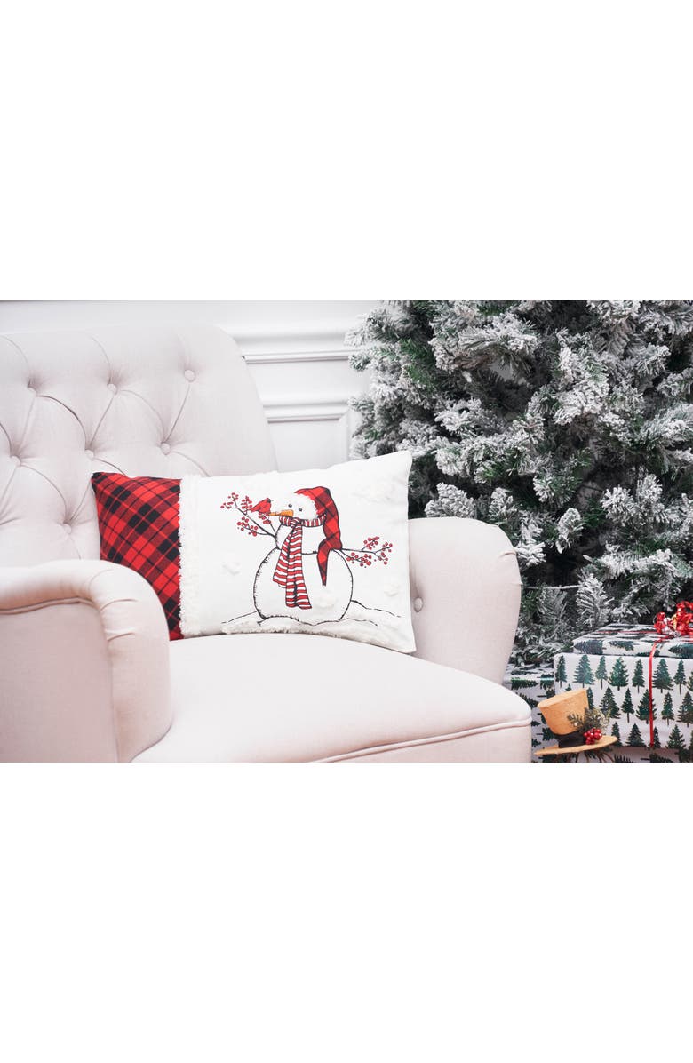 C&F Home Snowman Embroidered Christmas Throw Pillow, 13" x 20", Alternate, color, White