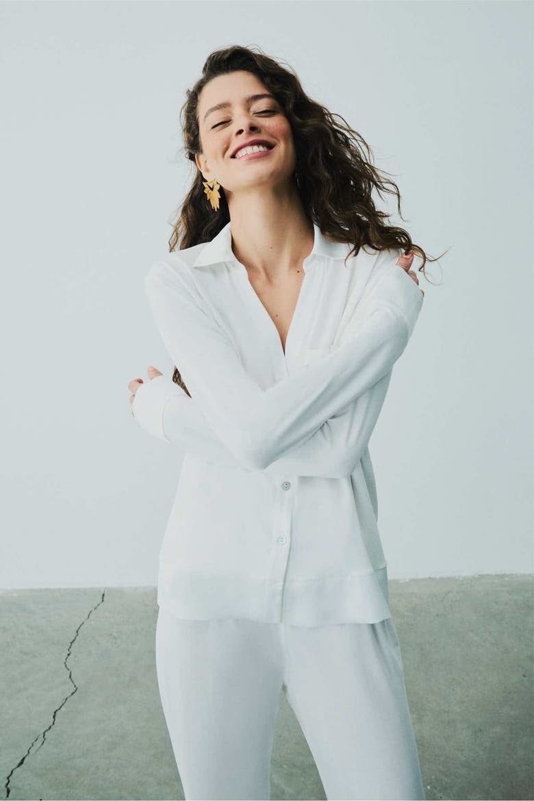 Ella Soft Viscose Pyjama Set, Alternate, color, White