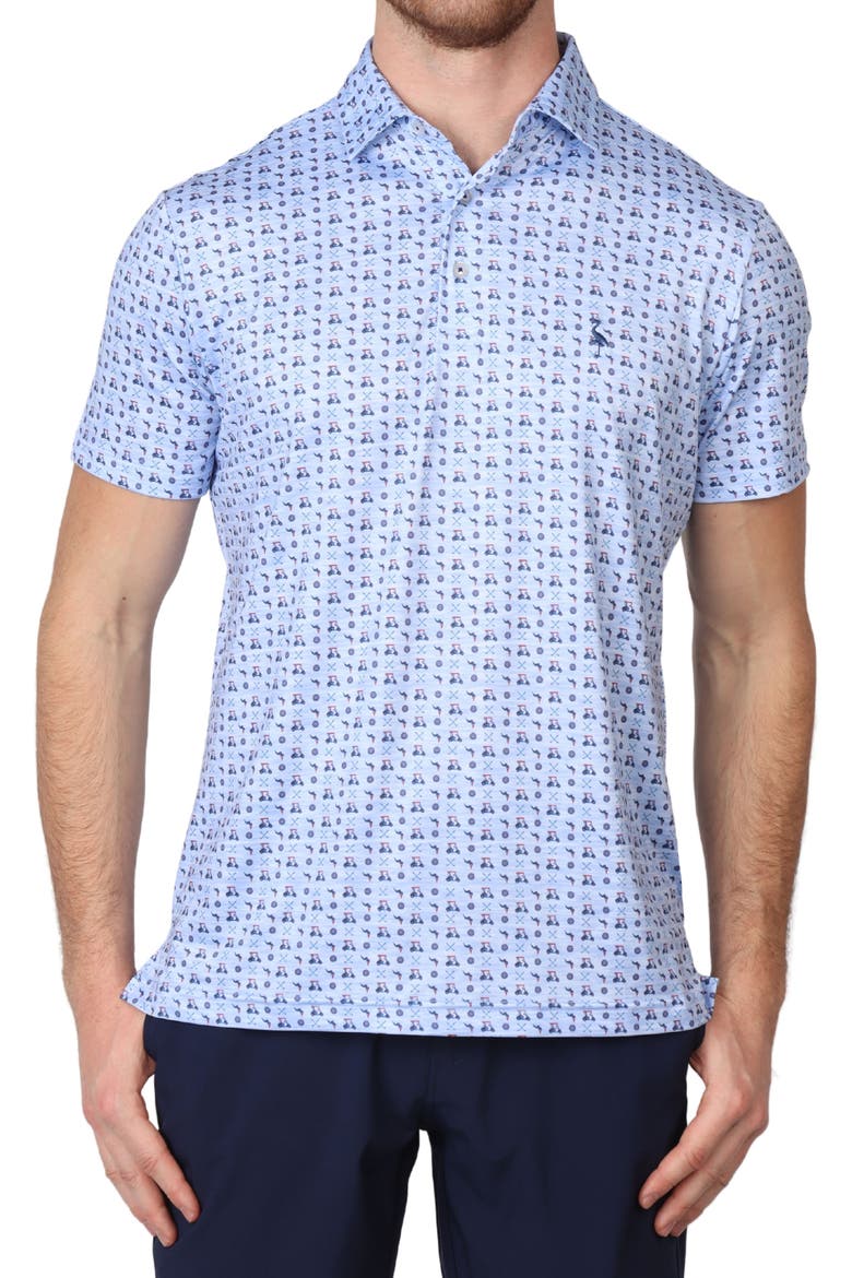 Golf Cart Print Performance Polo, Main, color, BLUE BYRD