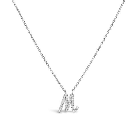 10K Gold Diamond Accent  A-Z Initial Script Style Pendant Necklace