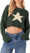 EDIKTED Mega Star Intarsia Crop Sweater
