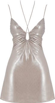 HOUSE OF CB Lucilla Metallic Halter Minidress