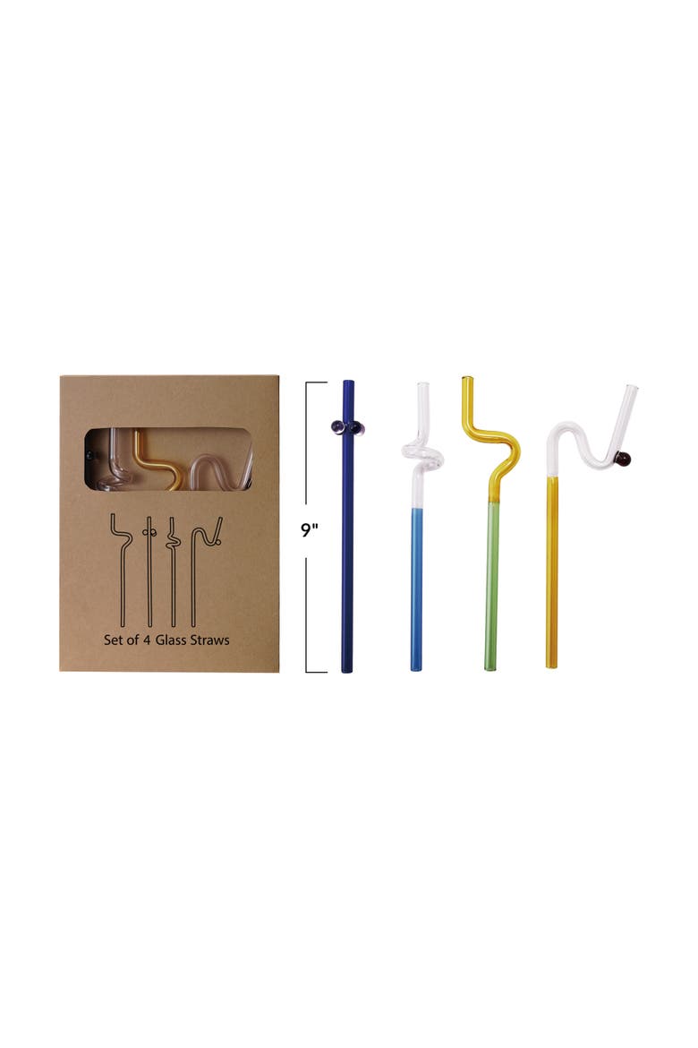 4-Piece Twisted Drinking Straw Set, Alternate, color, Blue