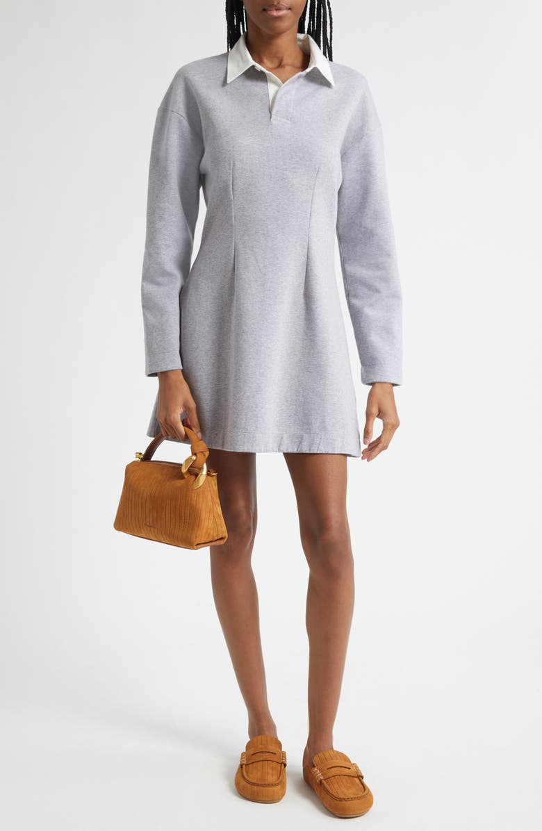 JW Anderson Long Sleeve Polo Minidress, Alternate, color, 945 Mid Grey Melange