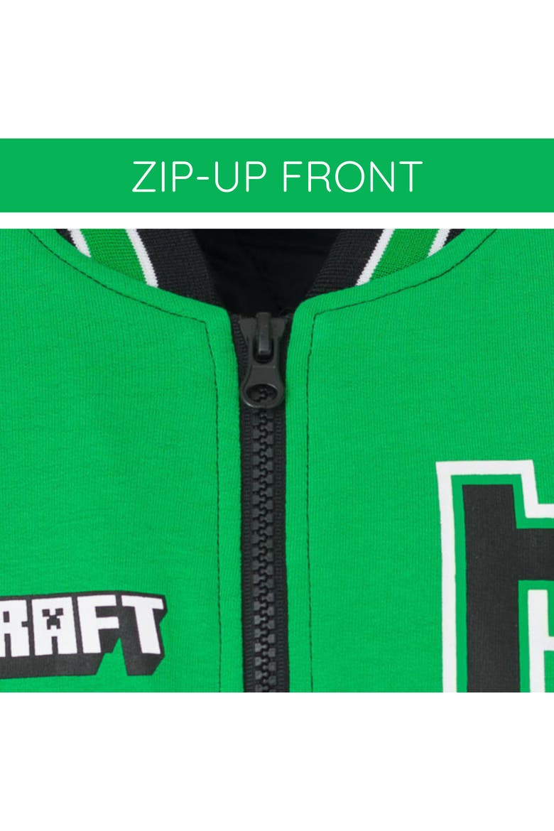 Creeper Varsity Bomber Jacket (little Kid & Big Kid), Alternate, color, Creeper Green Black