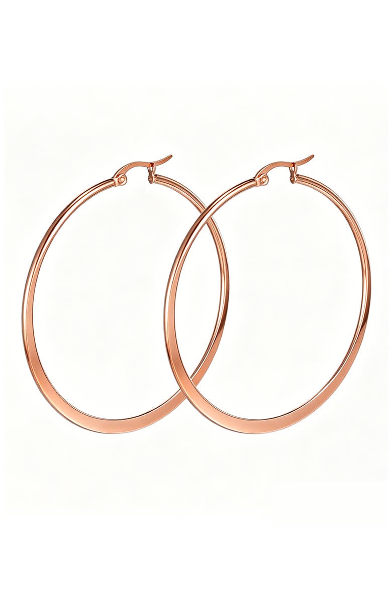 18k Rose Gold Plated Hoop Earrings, Main, color, ROSE GOLD