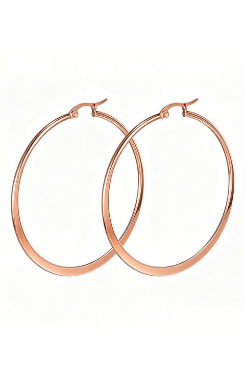 18k Rose Gold Plated Hoop Earrings