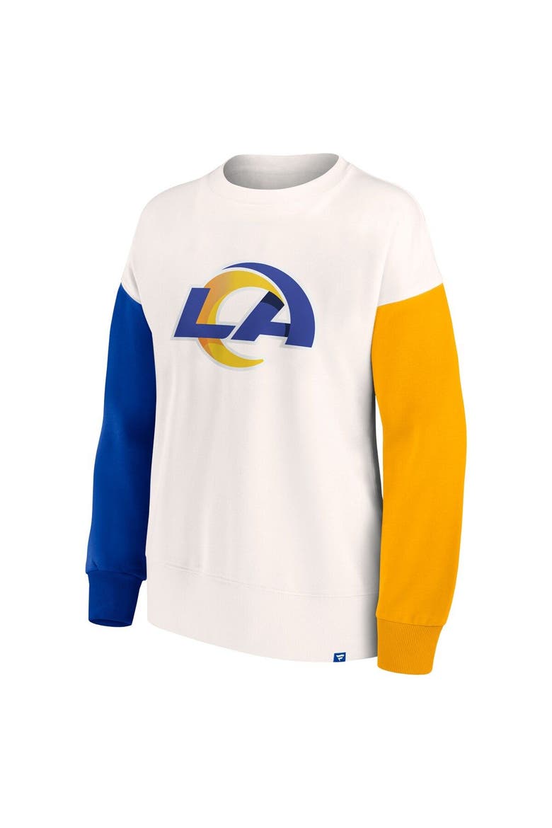 Women's Fanatics Branded White Los Angeles Rams Colorblock Primary Logo Pullover Sweatshirt, Alternate, color, White