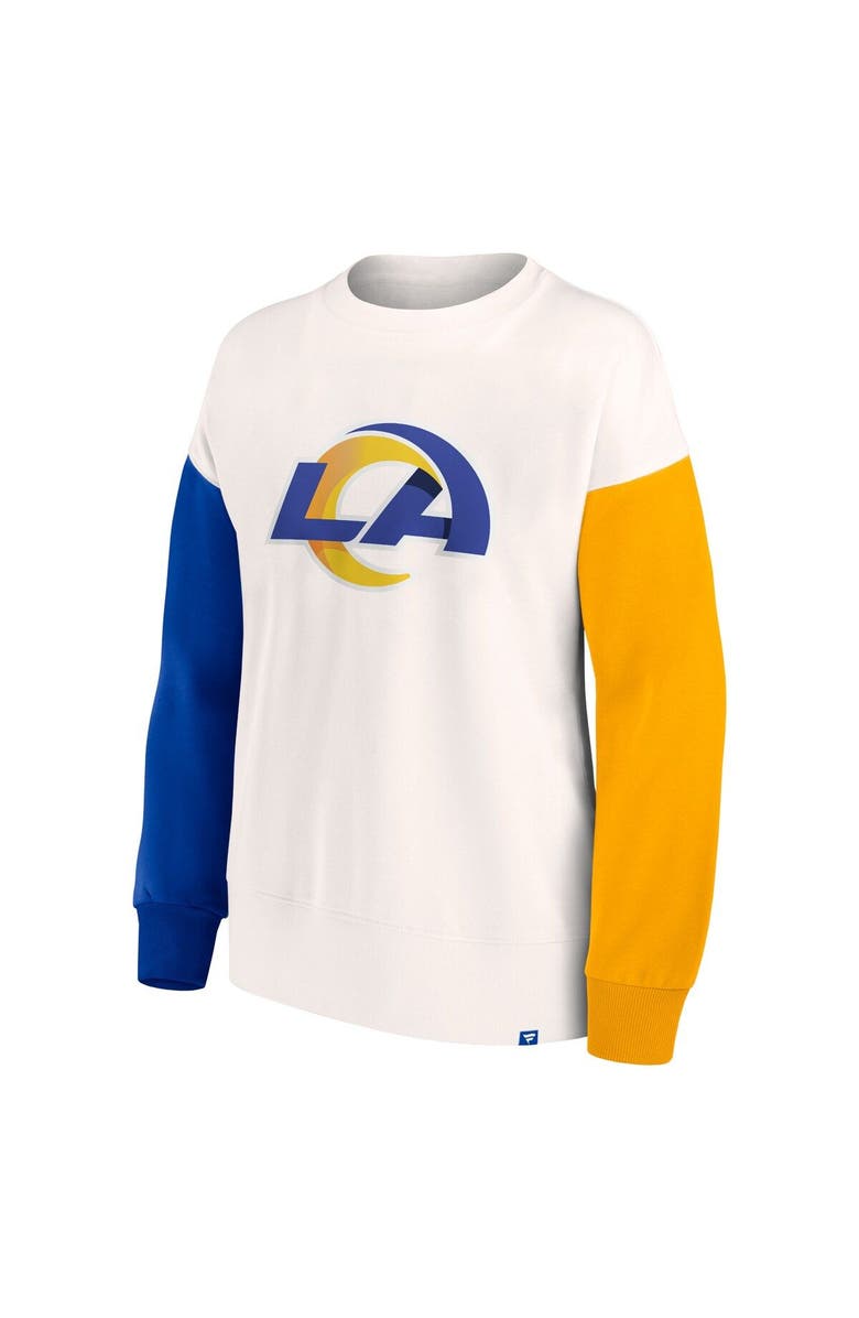 FANATICS Women's Fanatics Branded White Los Angeles Rams Colorblock Primary Logo Pullover Sweatshirt, Alternate, color, White