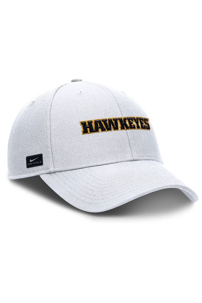 Men's Nike White Iowa Hawkeyes 2025 On-Field Rise Performance Adjustable Hat, Alternate, color, White