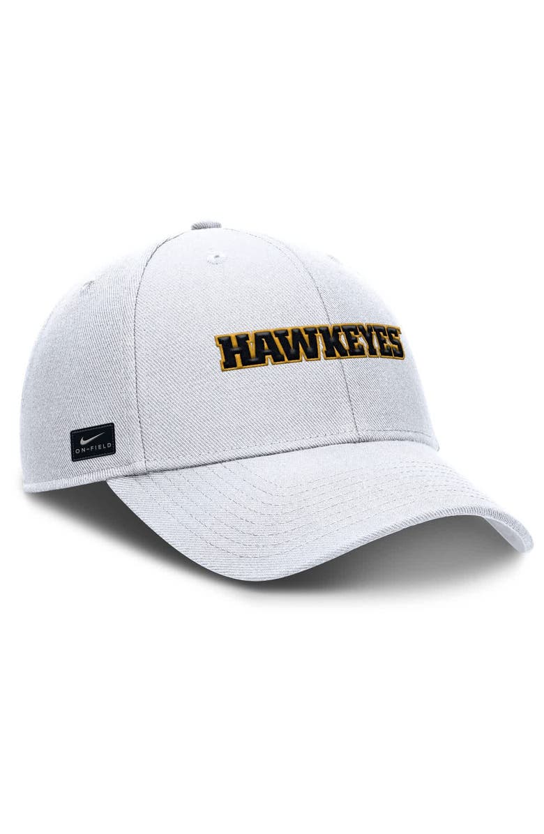Nike Men's Nike White Iowa Hawkeyes 2025 On-Field Rise Performance Adjustable Hat, Alternate, color, White