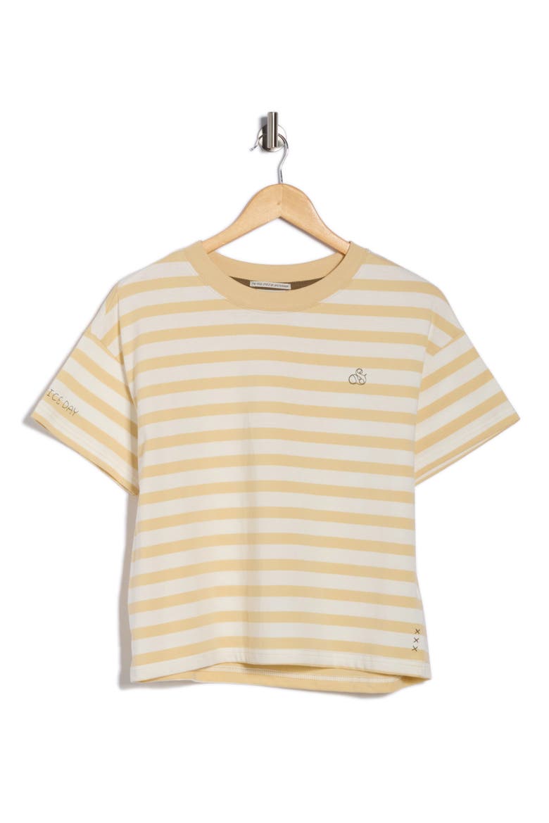 Boxy Yarn Dye Stripe T-Shirt, Alternate, color, YELLOW STRIPE/SUGAR SWIZZLE