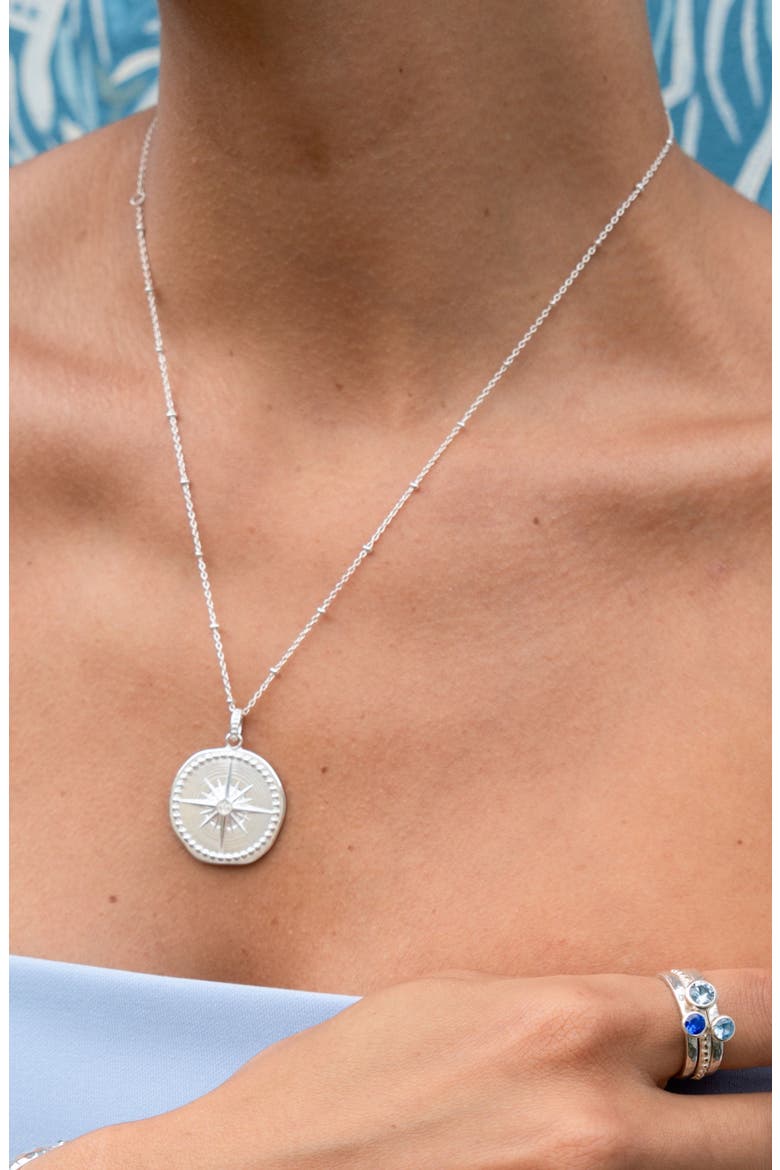 Diamond True North Talisman Necklace, Alternate, color, Sterling Silver