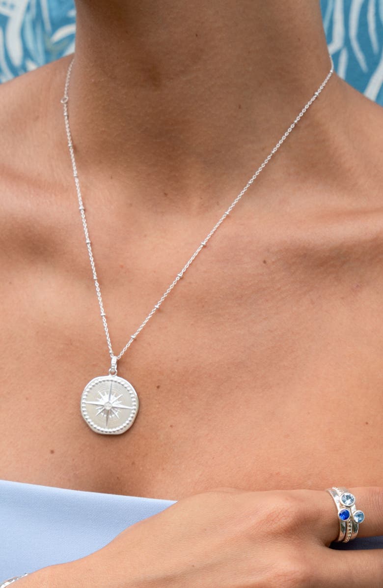 Dower & Hall Diamond True North Talisman Necklace, Alternate, color, Sterling Silver