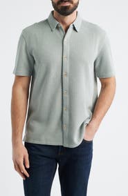 Johnston & Murphy Linden Textured Short Sleeve Button-Up Shirt