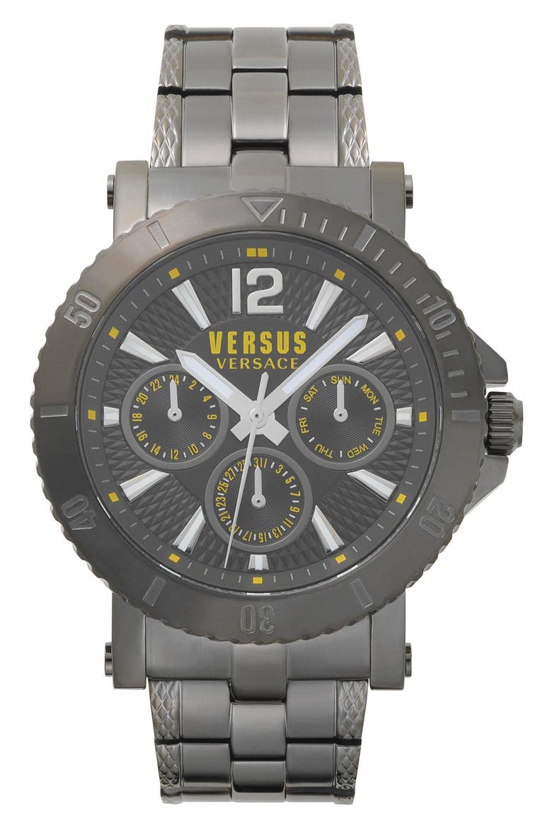 VERSUS by Versace Steenberg Multifunction Bracelet Watch, 45mm, Main, color, GUNMETAL
