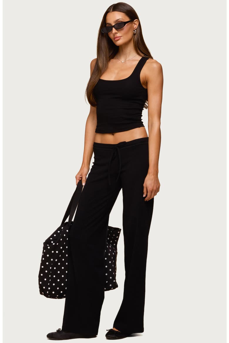 Claudia Stretch Cotton Straight Leg Drawstring Pants, Alternate, color, BLACK