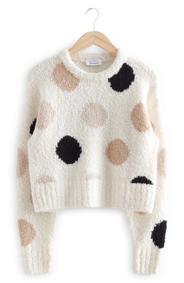& Other Stories Polka Dot Jacquard Cotton & Wool Blend Sweater, Alternate, color,