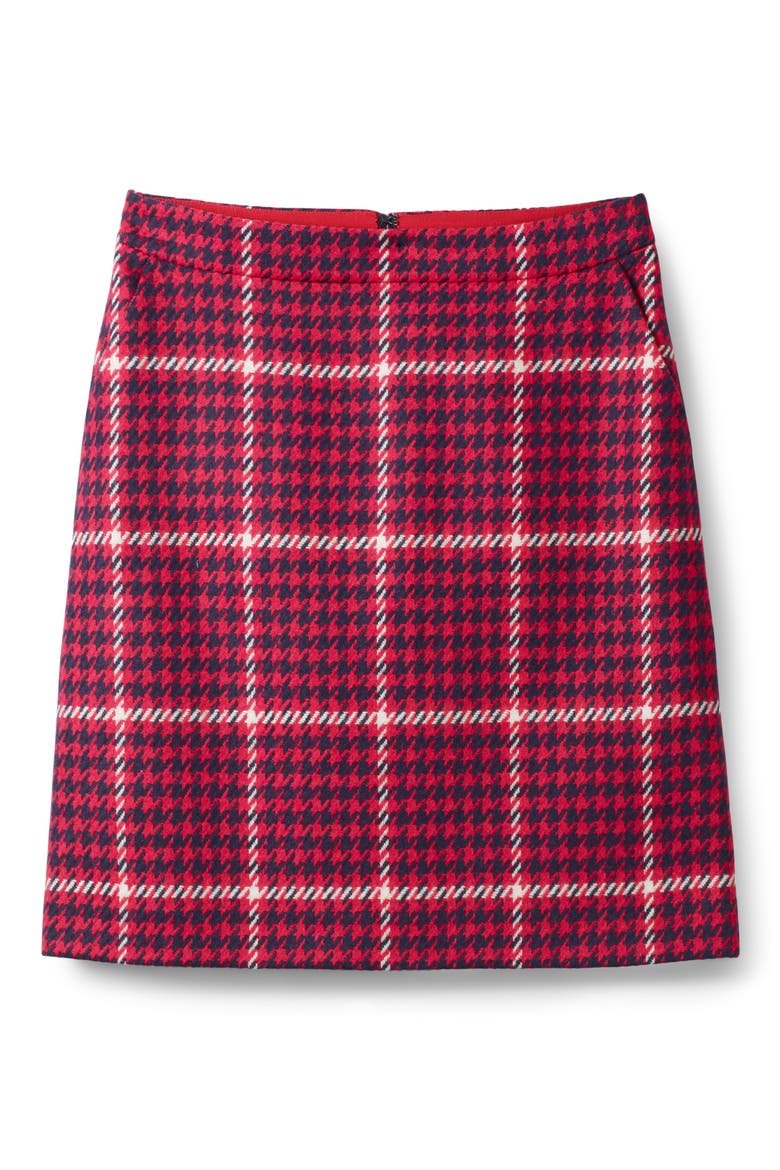 British Tweed Wool Mini Skirt, Alternate, color, POST BOX RED AND NAVY CHECK
