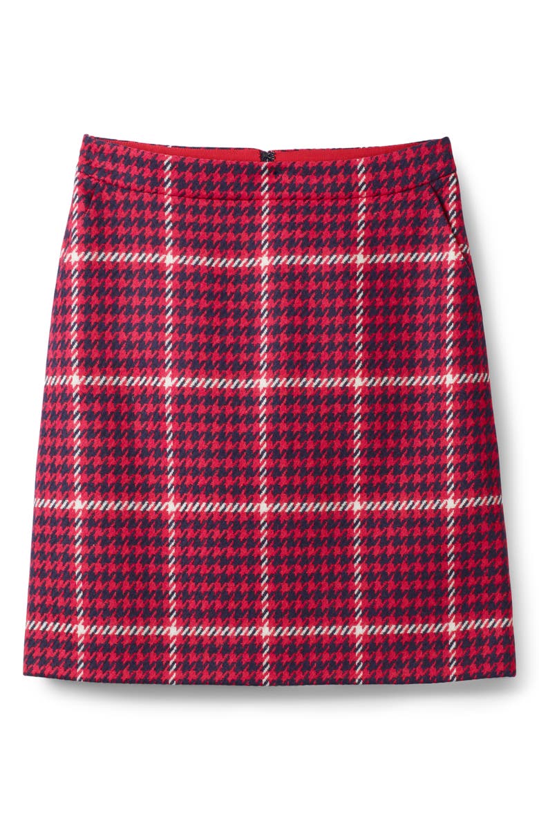 Boden British Tweed Wool Mini Skirt, Alternate, color, Post Box Red And Navy Check