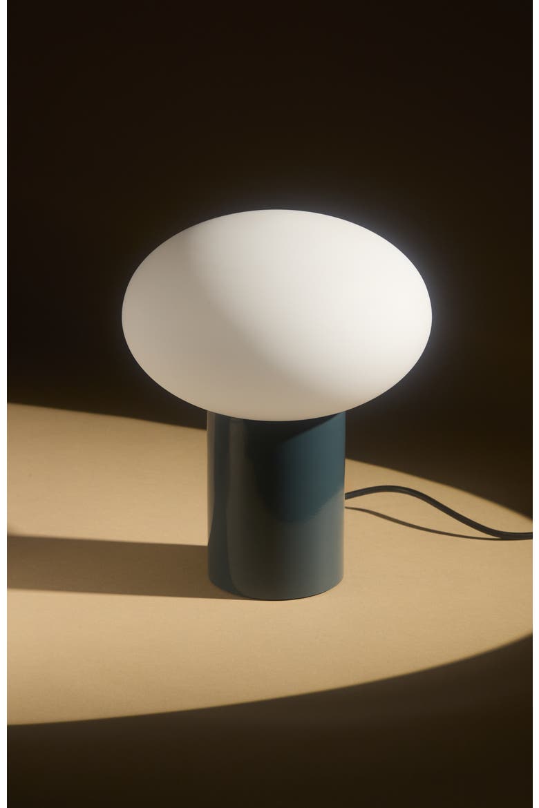 Ivy 9.5" Modern LED Table Lamp with Oval Frosted Glass Shade and Phone Charging USB-C Port, Alternate, color, Teal