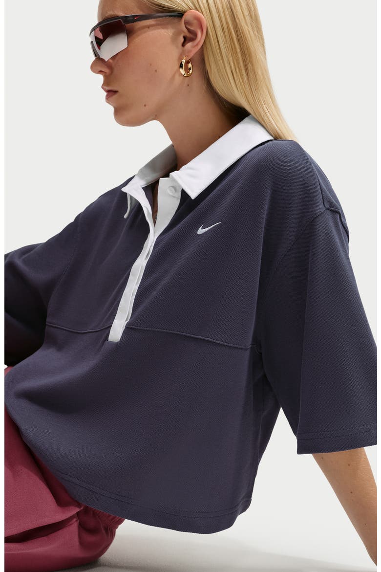 Sportswear Cropped Polo, Alternate, color, GRIDIRON/ WHITE