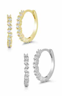 GLAZE JEWELRY Set of 2 Pavé Hoop Earrings