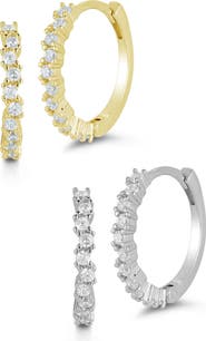GLAZE JEWELRY Set of 2 Pavé Hoop Earrings