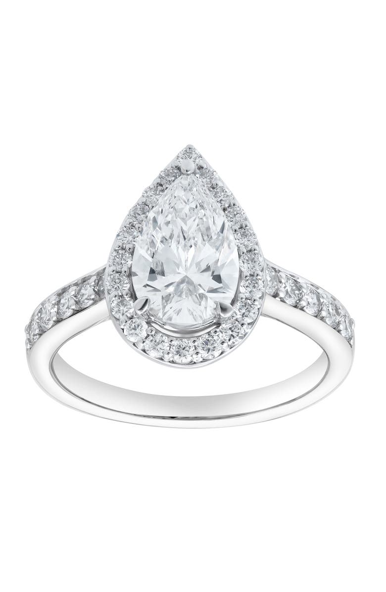 LuvMyJewelry Amani 14K White Gold Pear Lab Grown Diamond Halo Engagement Ring - 2.45 Ct, Main, color, 14K White Gold