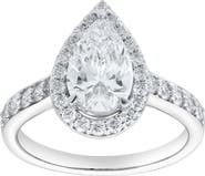 LuvMyJewelry Amani 14K White Gold Pear Lab Grown Diamond Halo Engagement Ring - 2.45 Ct