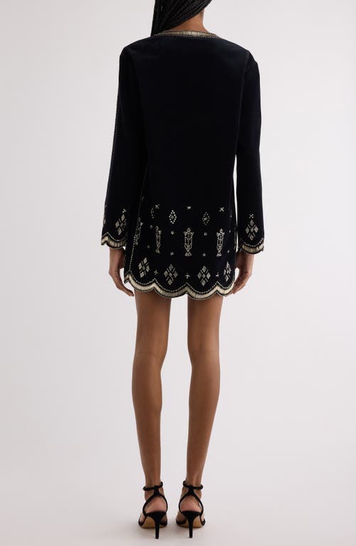 Isabel Marant Helene Embellished Cotton-velvet Mini Dress In Black/silver