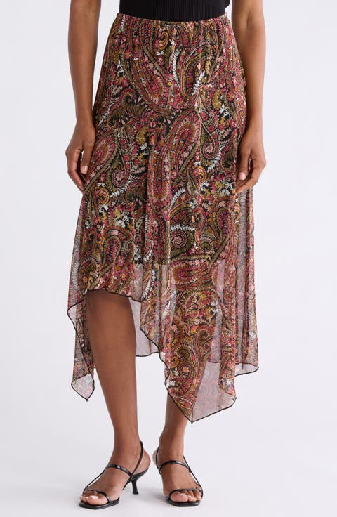 Mesh Asymmetrical Midi Skirt