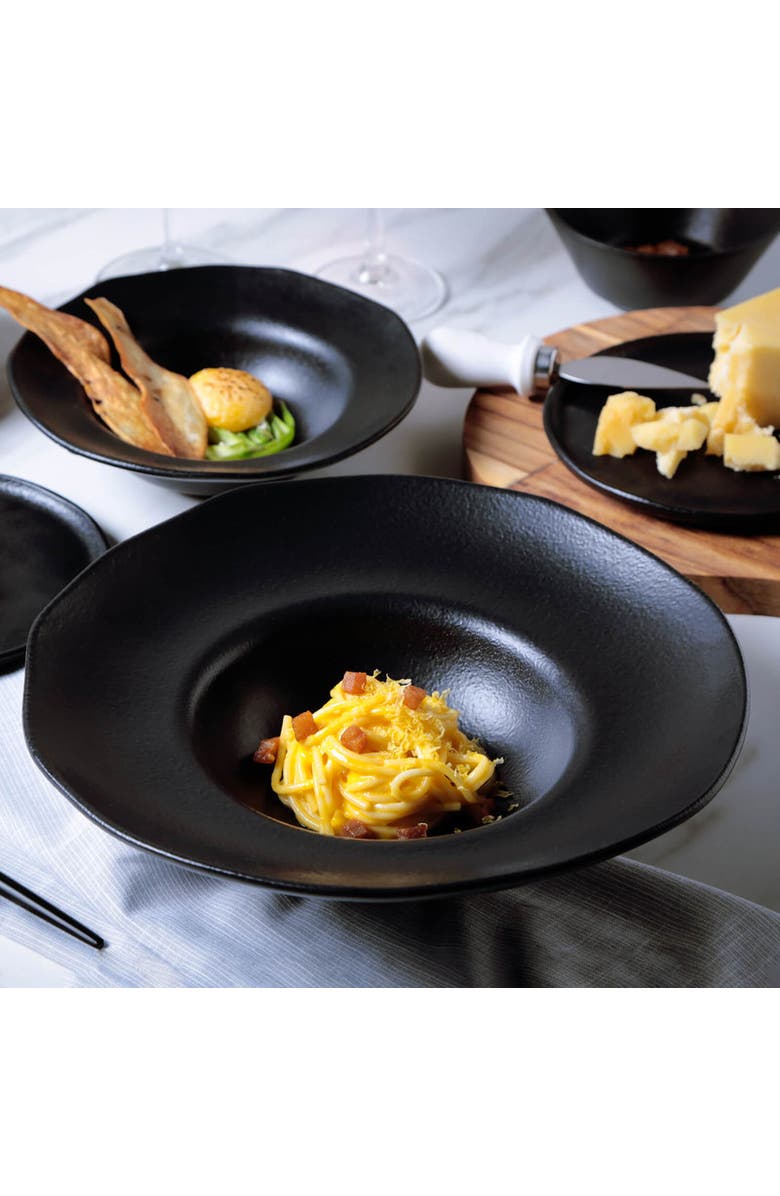 Porto Brasil Deep Rim Plate Set of 4, Alternate, color, Matte Black