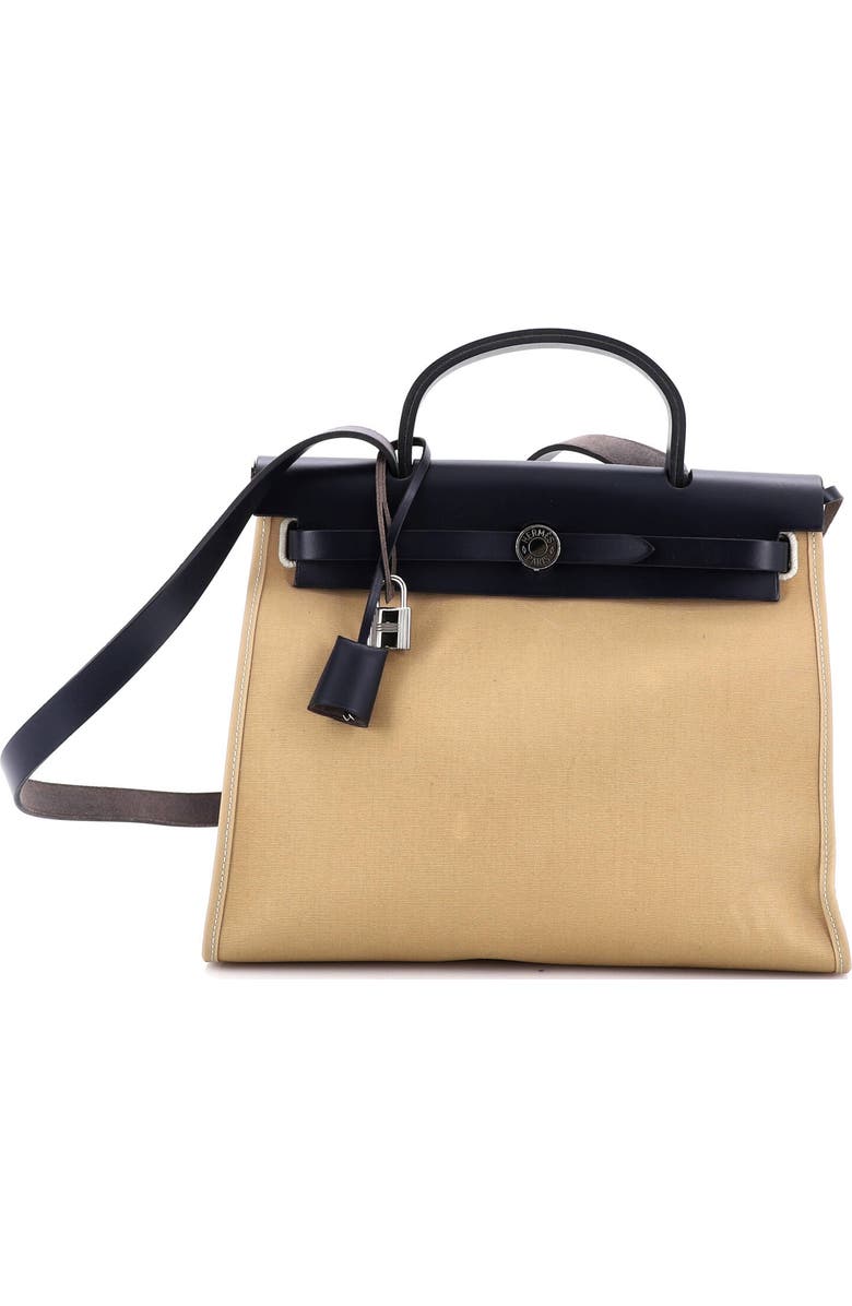 Pre-Owned Hermes Herbag Zip Leather and Toile 31, Main, color, Trench