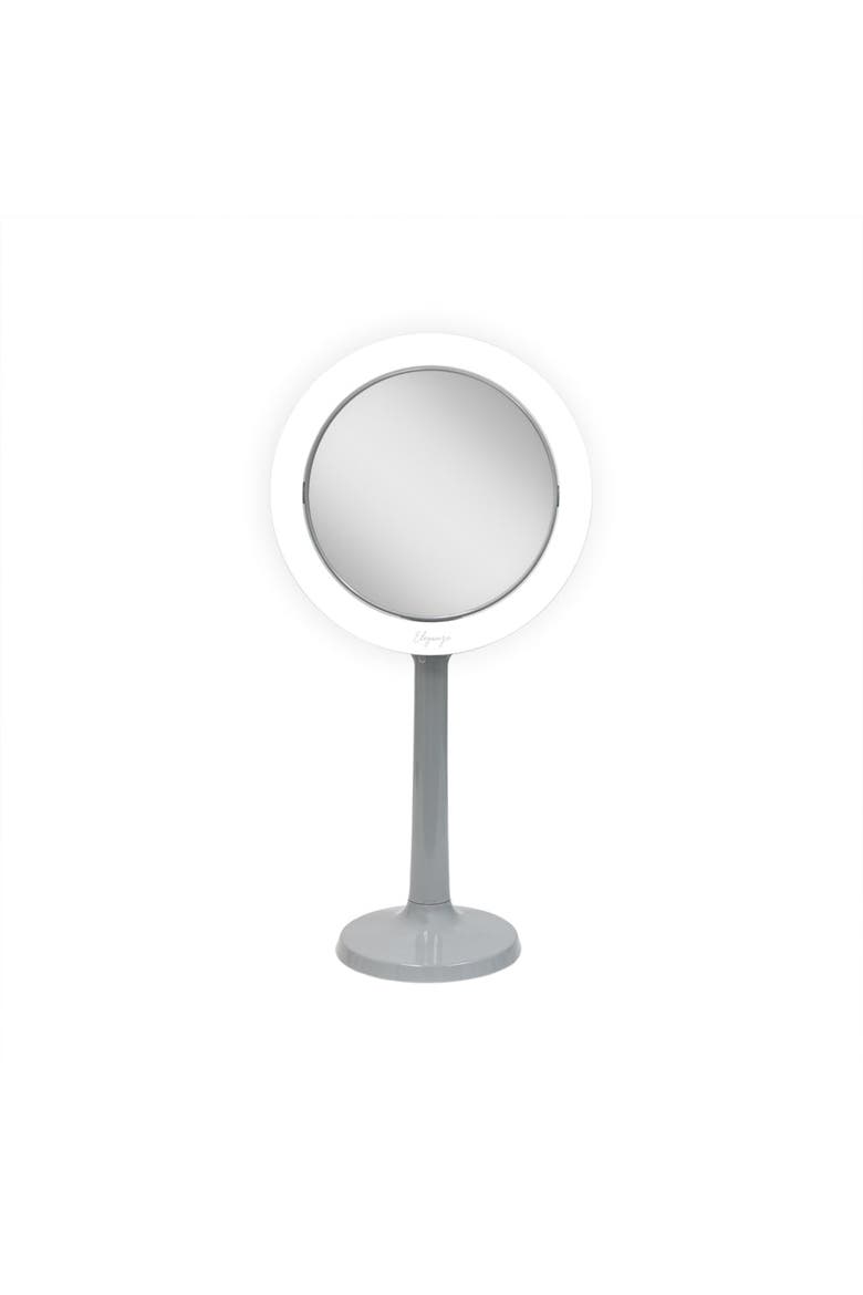 Hudson Lighted Makeup Mirror with 8X/1X Magnifications & Suction Cup, Main, color, Gray