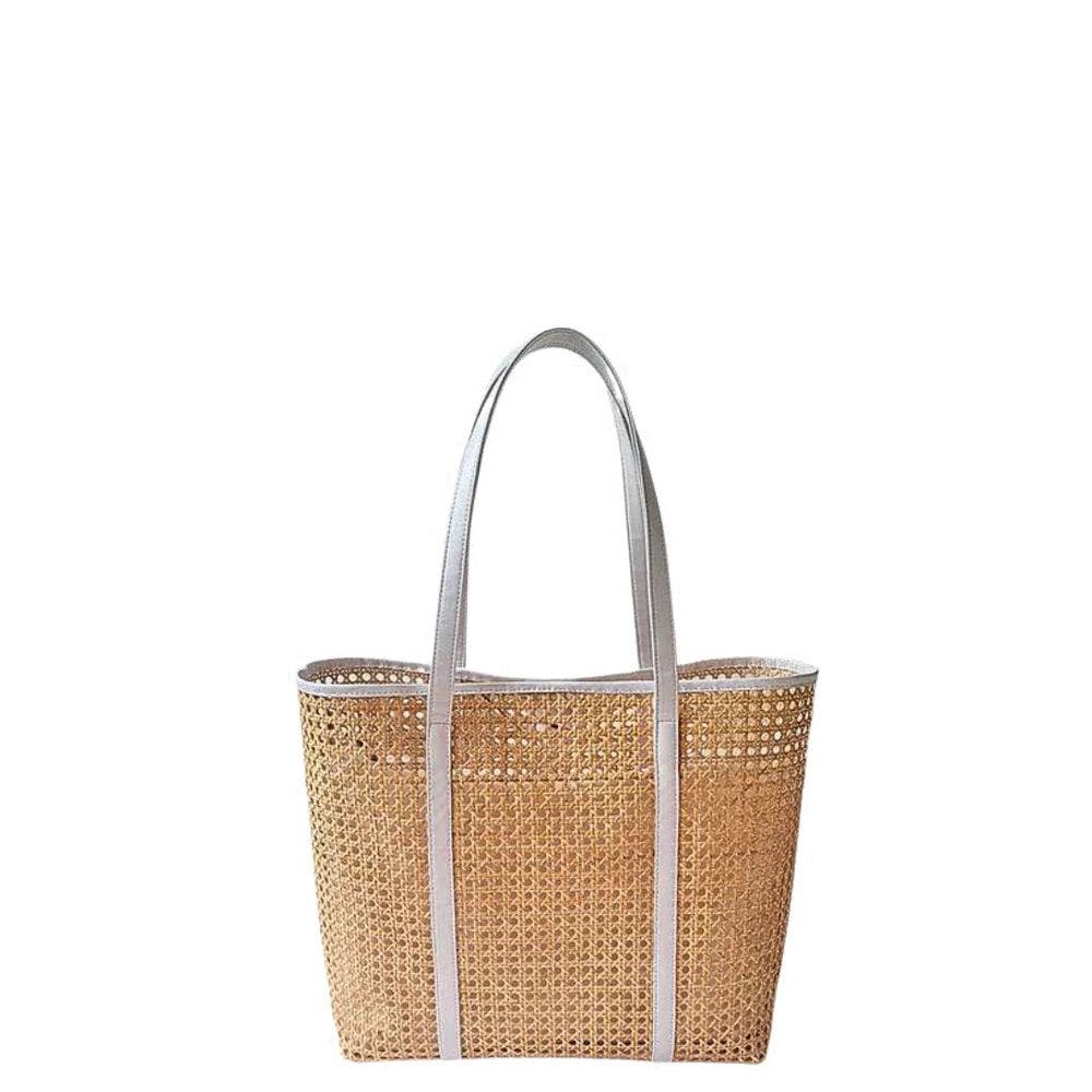 Sarah Stewart Eleanor Maxi Wicker Tote, Main, color, White Leather