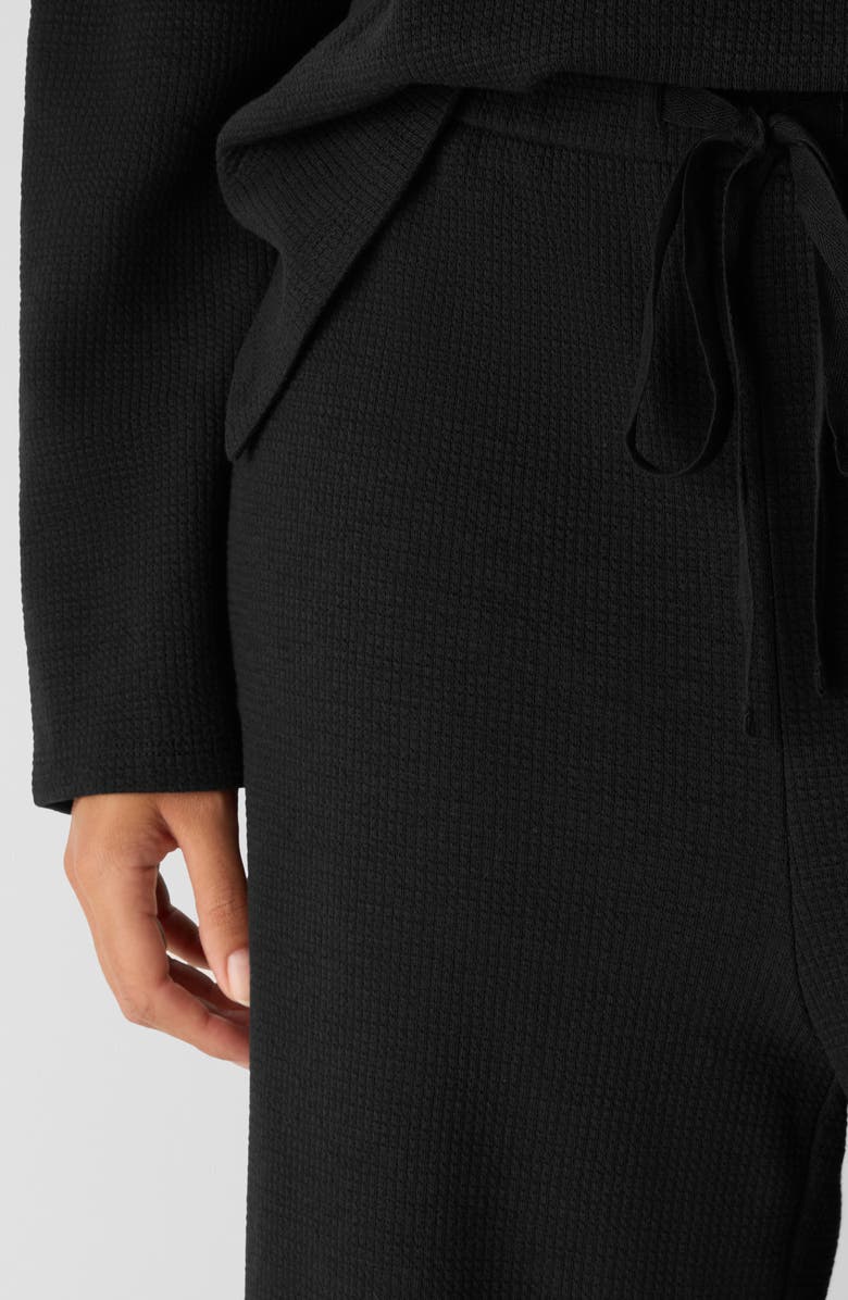 Eileen Fisher Organic Cotton Blend Ankle Wide Leg Drawstring Pants, Alternate, color, Black