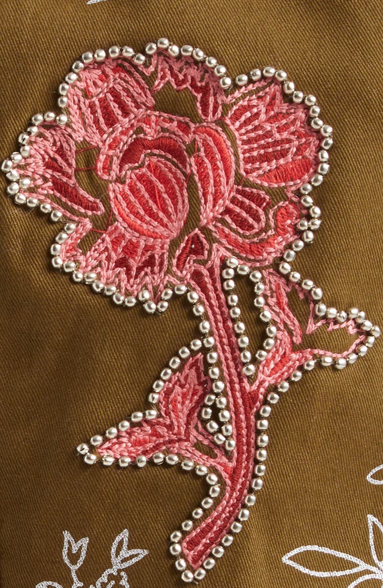 Cinq à Sept Desert Rose Zola Embrodiered Cargo Pants, Alternate, color, Dark Olive/ Multi