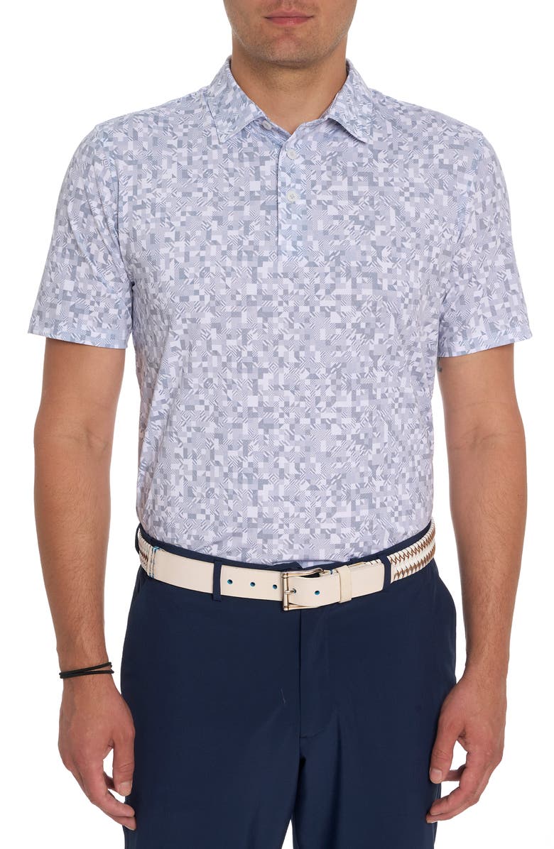 Robert Graham Wooderson Geo Print Performance Golf Polo, Main, color, 