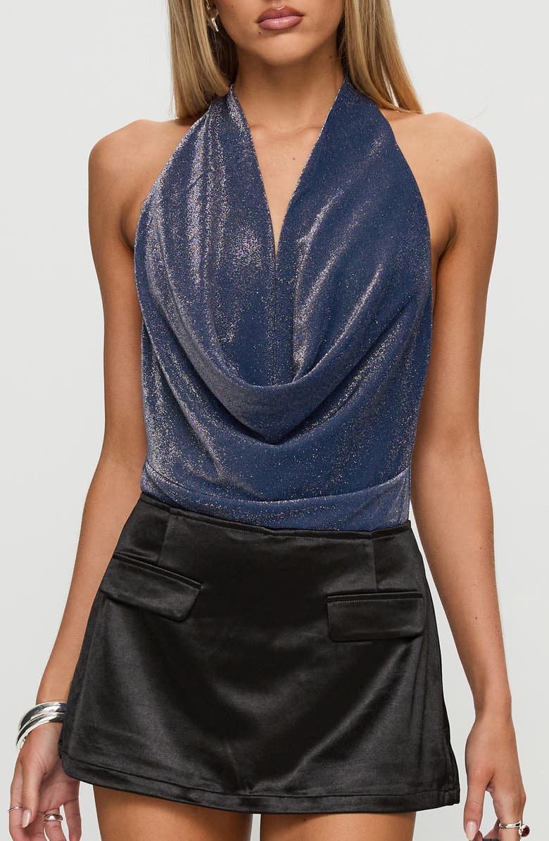 Princess Polly Rumie Plunge Cowl Neck Halter Bodysuit, Main, color,