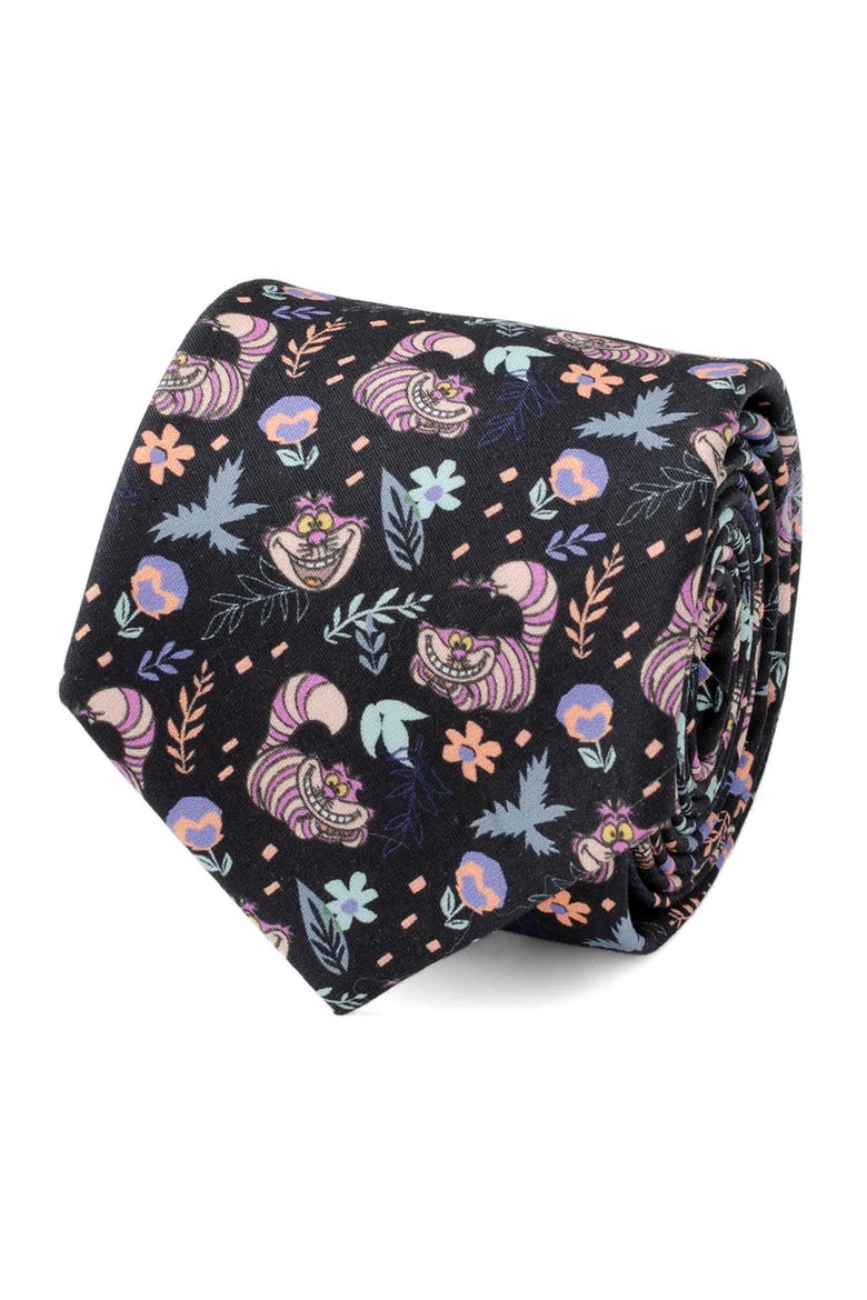 Alice in Wonderland Cheshire Cat Silk Blend Tie, Alternate, color, BLACK