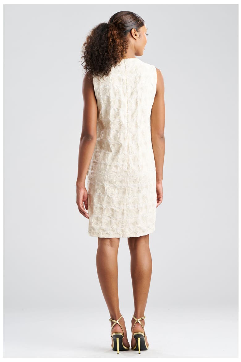 Spiral Embroidery Sleeveless Shift Dress, Alternate, color, NATURAL