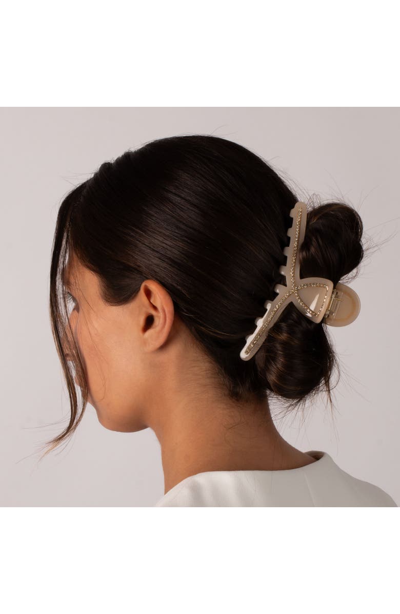 BY ADINA EDEN Rhinestone Loop Large Claw Clip, Alternate, color, Beige