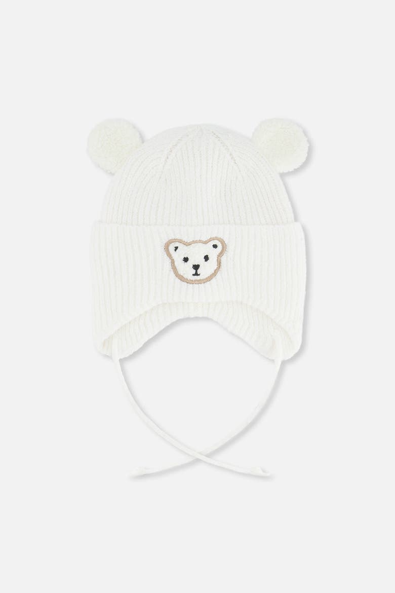 Teddy Bear Ear Flap Fleece Lined Winter Knit Hat, Main, color, Off-White