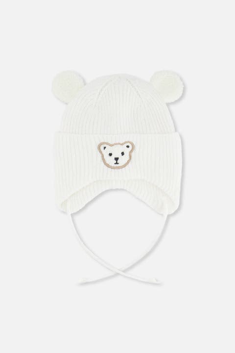 Teddy Bear Ear Flap Fleece Lined Winter Knit Hat