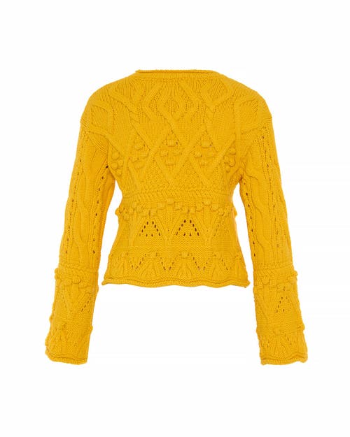 Theo The Label Rhodos Fisherman Cable Pullover In Yellow